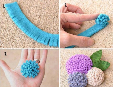 Flores de EVA simples de fazer. Felt Flower Tutorial, Felt Flowers Diy, Diy Flores, Fleurs Diy, Felt Crafts Patterns, Felt Crafts Diy, Cloth Flowers, Deco Floral, Felt Diy