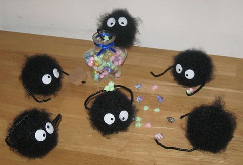 Ghibli Amigurumi, Studio Ghibli Party, Studio Ghibli Crafts, Soot Sprite, Amigurumi Plush, Soot Sprites, Diy Jar Crafts, Kawaii Plushies, Themed Crafts