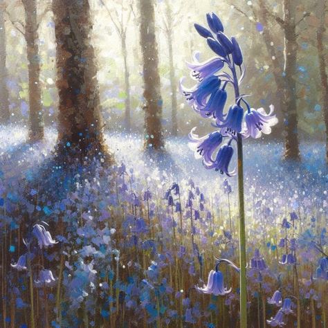 Enchanting Bluebell Woods - Fiona and Gareth: A Creative Duo Bluebell Art, Bluebell Woods, Running Of The Bulls, Animal Action, Woodland Art, Z Arts, Forest Floor, Equine Art, Naive Art