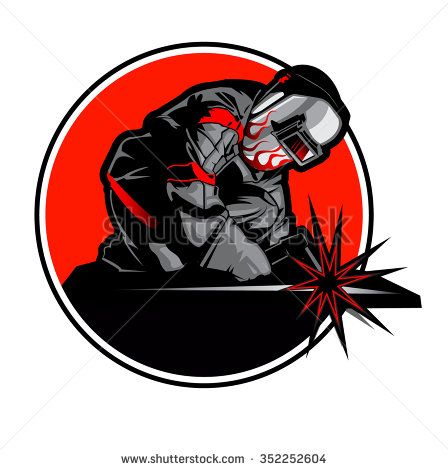 Welder working  - stock vector Welding Stickers, Welding Logo, Engine Tattoo, Welding Caps, Metal Workshop, Welding And Fabrication, Welding Helmet, Welding Table, Vw T1