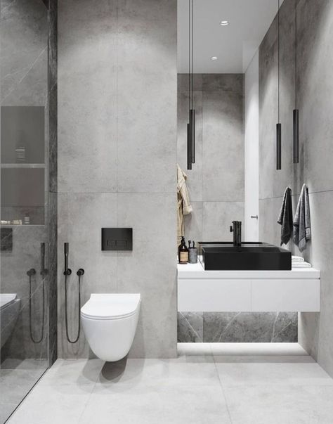 Grey And White Bathroom Ideas Modern, Natural Toilet Bowl Cleaner, Natural Toilet Cleaner, White Modern Bathroom, Wc Design, Modern Small Bathrooms, Luxury Master Bathrooms, Washroom Decor, Latest Bathroom