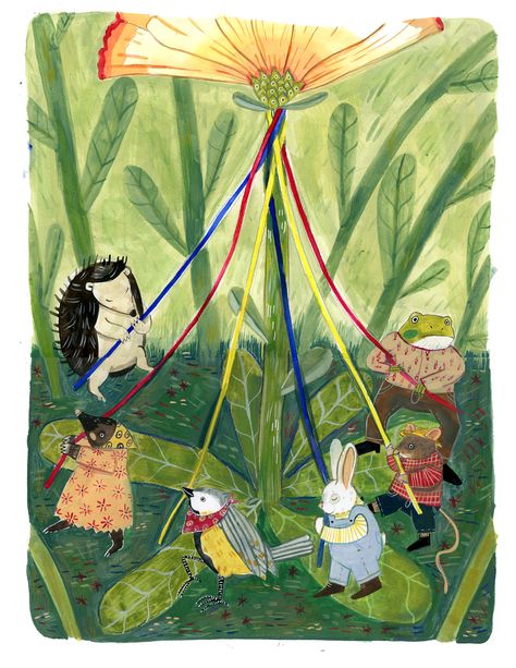 Madison Safer Illustration May Day Aesthetic, Beltane Illustration, Waldorf Illustration, Madison Safer, Beltane Art, May Illustration, Nursery Illustration, Story Books Illustrations, Glad Tidings