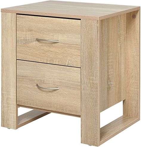 HOMCOM 2 Drawer Modern Boxy Bedside Table w/Handles Elevated Base Melamine Coating Bedroom Storage Furniture Night Stand Organisation Oak Brown : Amazon.co.uk: Home & Kitchen Side Tables For Bedroom, Nightly Routine, Bedside Drawers, Nightstand Organization, Bedside Table Drawers, Nightstand Set Of 2, White Bedside Table, Telephone Table, Wooden Bedside Table