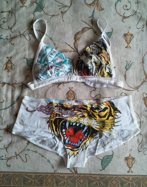 Ed Hardy #EdHardy Ed Hardy Bathing Suits, Ed Hardy Swimsuit, Cybercore Outfit, Art Photography Aesthetic, Black Tiktok, Girl Punk, 2000s Fashion Outfits, Alt Girl, Cute Bathing Suits