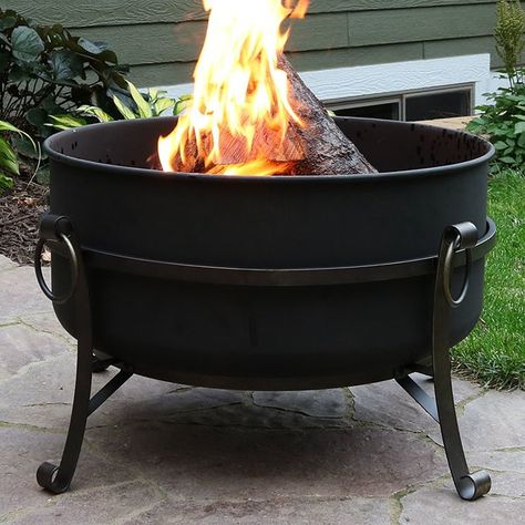 Flanigan Cauldron Steel Wood Burning Fire Pit Bbq Fire Pit, Outside Fire Pits, Fire Pit Ideas, Diy Bbq, Wood Fire Pit, Portable Fire Pits, Burning Fire, Wood Burning Fire Pit, Fire Pit Designs