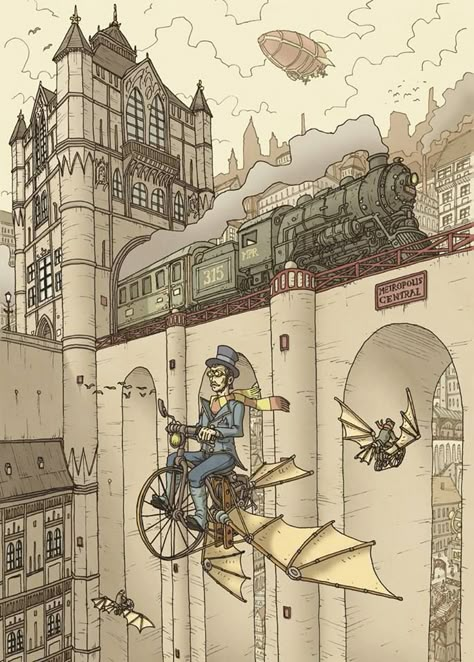 ★ Steampunk Universe ★ 🎩 #Steampunk #victorian #gosstudio﻿   Mr Loddington Goes to Work by Domigorgon Steampunk Drawing, Steampunk Illustration, Steampunk City, Steampunk Tendencies, Steampunk World, Steampunk Artwork, Steampunk Aesthetic, Steampunk Ideas, Punk Art