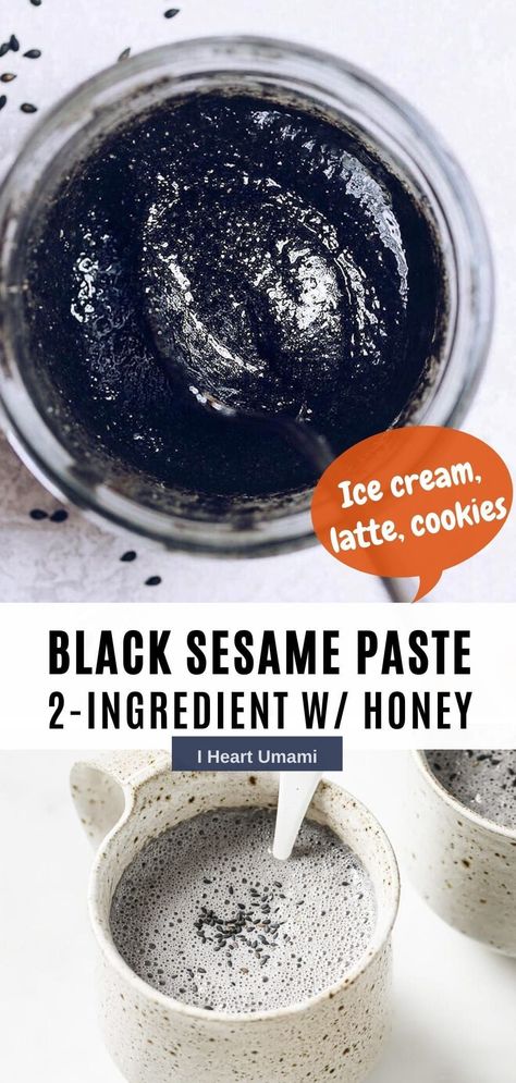 How to make black sesame paste with 2 ingredients! Homemade Japanese black tahini with roasted black sesame seeds, plus recipes you can use! #sesame #sesamepaste #blacktahini #japaneserecipes #sesameseeds Black Sesame Dessert, Paleo Christmas Recipes, Black Tahini, Umami Recipes, Healthy Paleo Desserts, Paleo Holiday Recipes, Sesame Recipes, Paleo Thanksgiving Recipes, Sesame Seeds Recipes