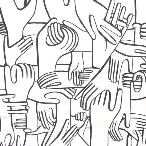 Hands- wallpaper Hands Wallpaper, Geoff Mcfetridge, Hand Wallpaper, L Wallpaper, Hand Images, Hand Illustration, Wallpaper Samples, Textile Patterns, Digimon