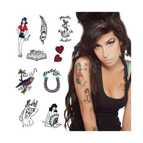 Tattoo Of Amy Winehouse, Amy Winehouse Tattoo Ideas, Amy Winehouse Tattoo, Weird Obsessions, Amy Winehouse Style, Tattoos Set, Chicanas Tattoo, 27 Club, Rock Tattoo