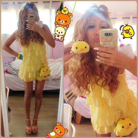 Yellow Gyaru, Candy Pop, Metal Fan, Dark And Twisted, Gyaru Fashion, Yellow Outfit, Cute Kawaii, Pop Star