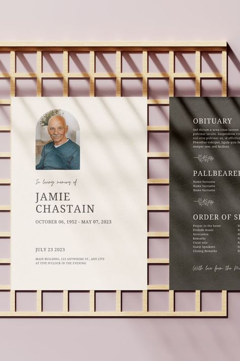 Order Of Service Template, Service Template, Obituaries Template, Elegant Typography, Order Of Service, Program Ideas, Program Template, Memorial Service, Program Design