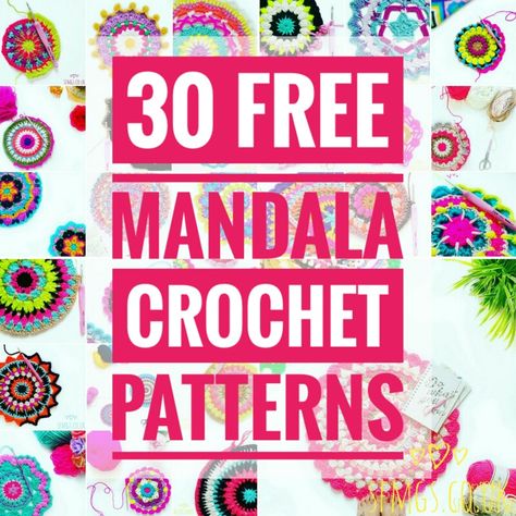 30 free bright, bohemian mandalas to crochet... A round-up of SFMGS Mandala Monday free crochet patterns so far.  So if you have been following me for a little while now, you will know that every Mond Crochet Mandala Pattern Free, Free Mandala Crochet Patterns, Mandala Blue, Crochet Mandala Pattern, Easy Crochet Stitches, Pattern Inspiration, Bobble Stitch, Freeform Crochet, Crochet Mandala