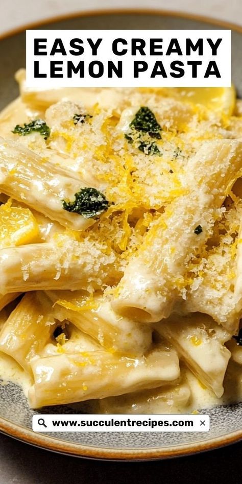 This simple lemon pasta is creamy, tangy, and ready in no time! A light yet indulgent meal you'll love. Lemon Linguine Pasta, Healthy Lemon Pasta Recipes, Light Pasta Sauce Recipes, Lemon Linguini Pasta, Creamy Lemon Pasta Recipes, Simple Lemon Pasta, Simple Pastas, Pasta Sides Recipes, Recipes With Spaghetti Noodles