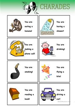 Charades (-cards) Total Physical Response, Charades Cards, Charades Game, Esl Printables, Give Directions, Action Words, Vocabulary List, List Design, Printable Pictures