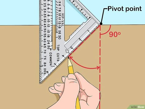 3 Ways to Use a Speed Square - wikiHow Speed Square, Framing Construction, Woodworking Tools Workshop, Carpentry Diy, Diy Home Repair, Woodworking Jigs, Woodworking Skills, Wood Working For Beginners, Woodworking Furniture