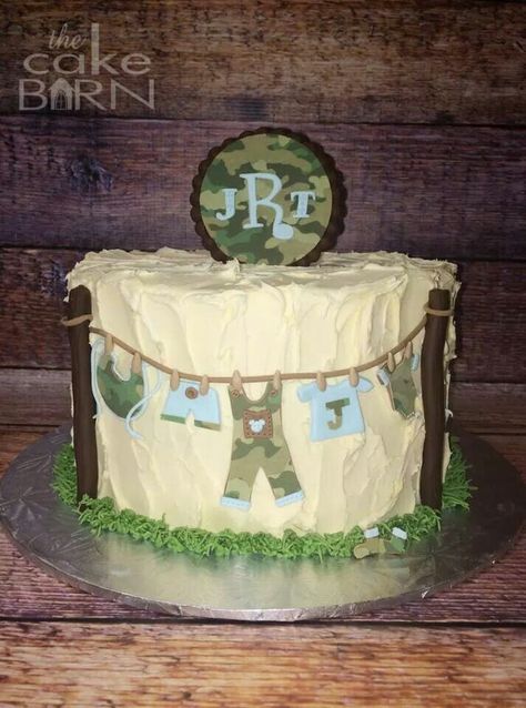 Camo baby shower Baby Shower Camo, Camo Baby, Baby Shower Cakes For Boys, Kids Cakes, Camo Baby Stuff, Baby Shower Cake, Cakes For Boys, Shower Cake, Shower Cakes