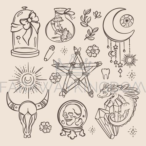 Magic Doodle, Ewolucje Eevee, Esoteric Symbols, Crystal Drawing, Dibujos Tattoo, Cute Easy Doodles, Coloring Pages Inspirational, Love Magic, Spooky Tattoos