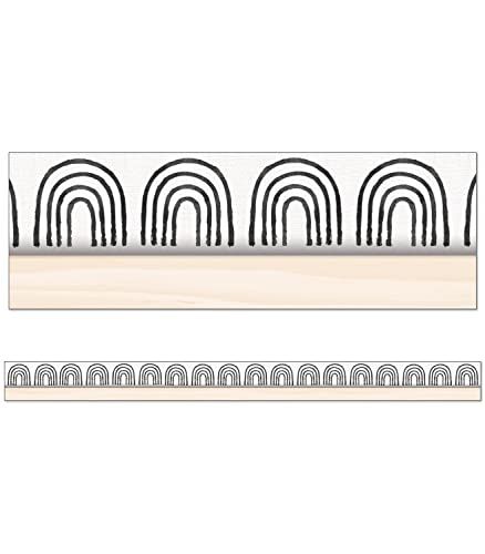 Carson Dellosa Creatively Inspired 36 Feet of Black & White Rainbow Bulletin Board Borders, Straight Black & White Rainbow Border for Bulletin Board, Black & White Classroom Décor Border For Bulletin Board, Black White Classroom, Rainbow Bulletin Boards, Colorful Bulletin Boards, Neutral Classroom, Neutral Classroom Decor, Bulletin Borders, Classroom Borders, Summer Bulletin Boards