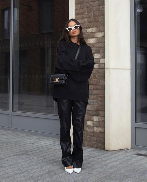 Black Leather Trousers Outfit, Leather Trousers Outfit, Black Leather Trousers, Patent Leather Pants, Trousers Outfit, Leather Pants Outfit, Trouser Outfit, Leather Trousers, Patent Leather