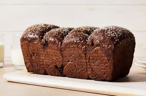 Chocolate Milk Bread Recipe | King Arthur Baking: This chocolate milk bread is enriched with cocoa powder, sugar, milk, eggs, and butter for a loaf with a distinctive feathery crumb and big chocolate flavor. Bake it today! Milk Bread Recipe, Japanese Milk Bread, King Arthur Baking, Big Chocolate, Powder Sugar, Milk Bread, Fudge Sauce, Baking Mixes, Hot Fudge