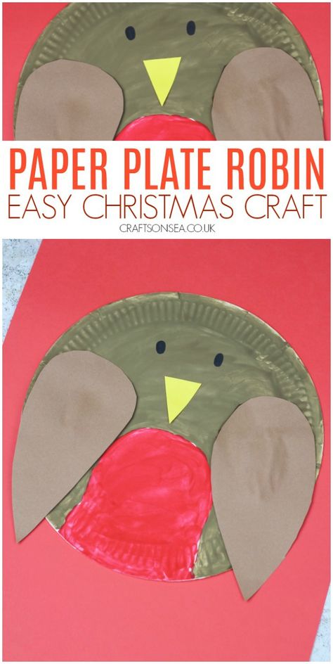 Robin Preschool Craft, Robin Crafts Preschool, Robin Crafts For Kids, Paper Plate Christmas Crafts, Robin Craft, Easy Crafts For Toddlers, Senior Infants, Paper Plate Animals, Plate Crafts For Kids