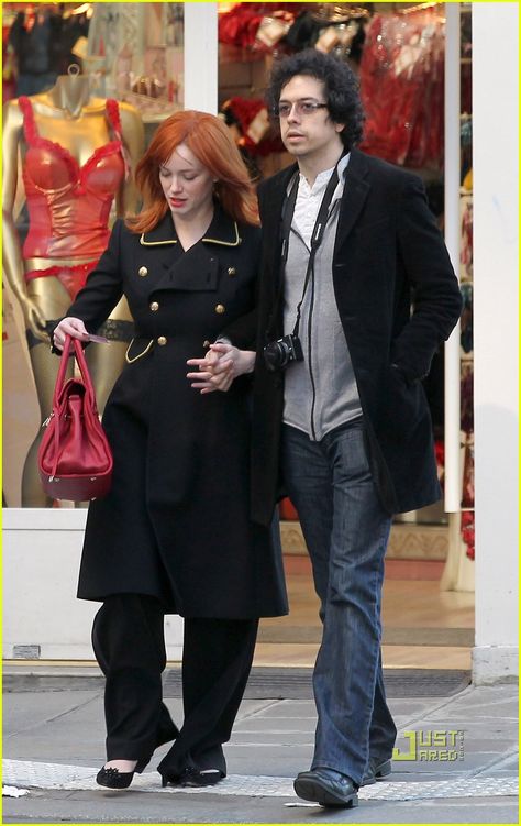 Christina Hendricks and her husband  Geoffrey Arend ~  Bonjour, Paris! Geoffrey Arend, Shopping Together, Monday February, Paris Shopping, Paris Photo, Tv Movies, Christina Hendricks, Just Jared, Go Shopping