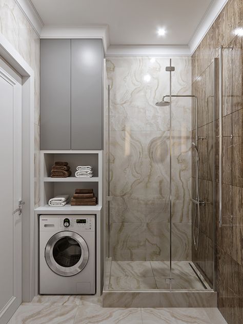 Small Bathroom Interior, Bathroom Design Layout, Laundry Room Bathroom, Modern Laundry Rooms, Bathroom Design Trends, Washroom Design, Bathroom Redesign, Bathroom Inspiration Decor, Bathroom Design Luxury