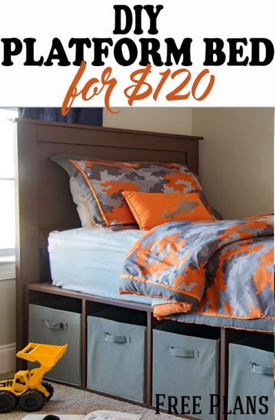 How To Build a DIY Platform Bed for a Child or Toddler. This storage bed includes all the plans and materials needed. #bed #furnituredesigns #bedroom #kidsbedroom Diy Bed Base Easy, Twin Bed Frame Diy Storage, Boys Bed With Storage, Easy Diy Twin Bed Frame, Twin Bed To King, Diy Twin Bed Frame, Diy Platform Bed Frame, Boys Beds, Diy Twin Bed