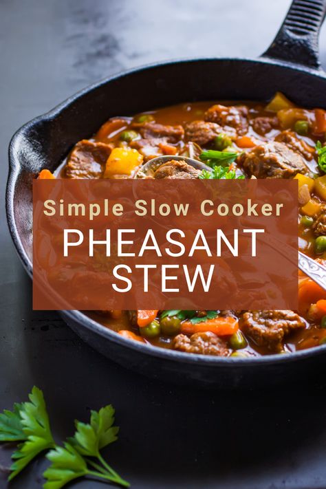 Pheasant Recipe: Simple Slow Cooker Stew Dove Stew Recipe, Pheasant Stew Recipes, Pheasant Stew Slow Cooker, Grouse Stew Recipe, Dutch Oven Pheasant Recipes, Pheasant And Rice Recipes, Pheasant Instant Pot Recipe, Best Pheasant Recipes, Pheasant In Crockpot