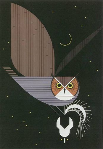 Pfwhoooo! by Charley Harper Charley Harper Animals, Charley Harper Illustration, Charley Harper Birds, Charley Harper Art, Charlie Harper, Theme Harry Potter, Charley Harper, Wildlife Prints, Owl Print