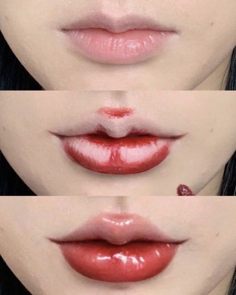 Water Tint, Korean Lips, Lipstick Hacks, Lipstick Tutorial, Anime Makeup, Doll Eye Makeup, Red Lip Makeup, Lip Makeup Tutorial, Ulzzang Makeup