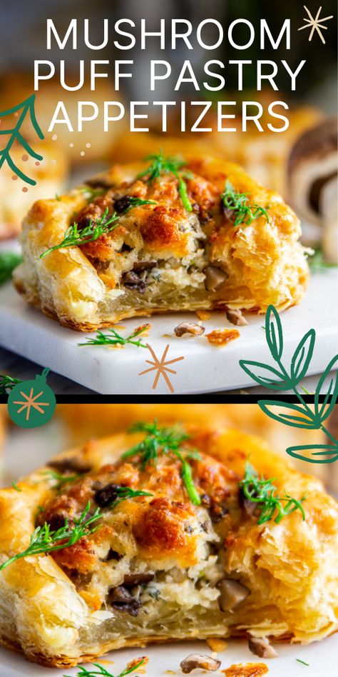 Mushroom Puff Pastry, Baked Puff Pastry, Garlicky Chicken, Puff Pastry Appetizers, Pastry Appetizer, Chicken Appetizers, Savory Pastry, Appetizers Easy Finger Food, Best Appetizer Recipes