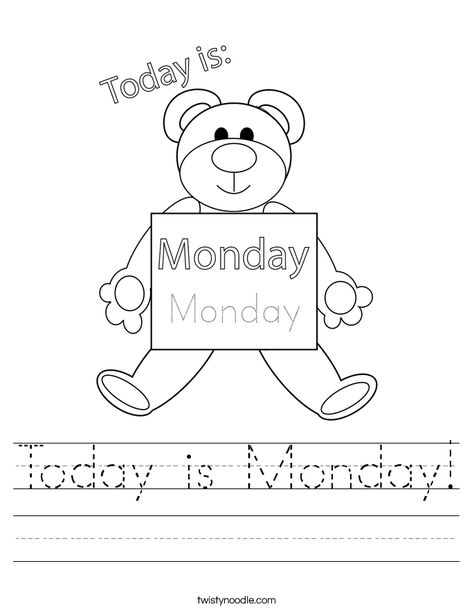 Favorites Today Is Monday Activities For Preschool, Monday Writing Prompts, Monday Worksheet, Monday Activities, Leaf Hunt, Days Of The Week Activities, Kindergarten Handwriting, Transportation Worksheet, Today Is Monday