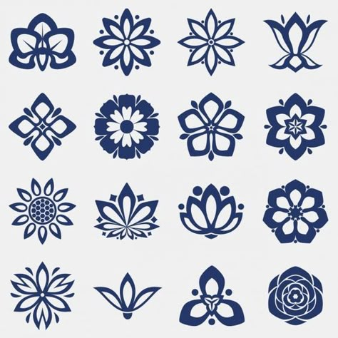 Flower Floral Design, Ornament Pattern Design, Ornamental Flower Design, Freepik Vector Free, Natural Symbol, Floral Symbol, Flora Vector, Flor Vector, Nature Pattern Design