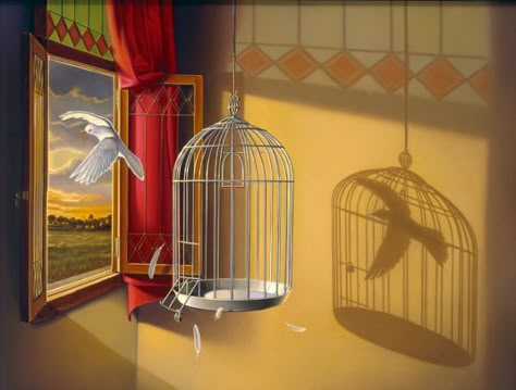 Livre & Preso | Free & Arrested #gaiola #cage #liberdade #freedom #liberty Bird In A Cage, Floral Cards Design, Fear Of Flying, Music Images, Yellow Wallpaper, Bird Cage, Hanging Chair, Box Fan, Surrealism