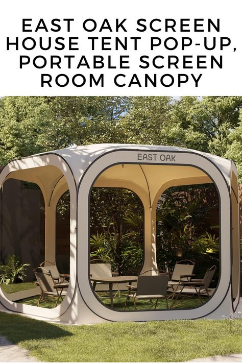 EAST OAK Screen House Tent Pop-Up, Portable Screen Room Canopy Instant Screen Tent 12 x 12 FT with Carry Bag for Patio, Backyard, Deck & Outdoor Activities, Beige Pop Up Screen Room, Outdoor Screen Room, Room Canopy, Portable Screen, Deck Outdoor, Screen Tent, House Tent, Screen House, Screen Room