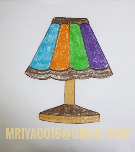 Table lamp painting by RiyaMondal Lamp Art Draw, Drawing For Class 1 Kids, Lamp Drawing Easy, Drawing For Kids Easy Children, Table Lamp Drawing, Kids Drawing Projects, Lamp Drawing, Lamp Painting, Basic Drawing For Kids