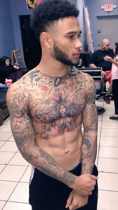 Mixed Boys with Tattoos | Pin by Vick Stone on Beautiful Faces | Pinterest Chest Tattoo Design For Men, Top Of Shoulder Tattoo Men, Chest Piece Tattoos Mens, Chest Tattoo Men Ideas, Herren Hand Tattoos, Black Men Tattoos, Dark Knights, Lightskinned Boys, Men Tattoos Arm Sleeve