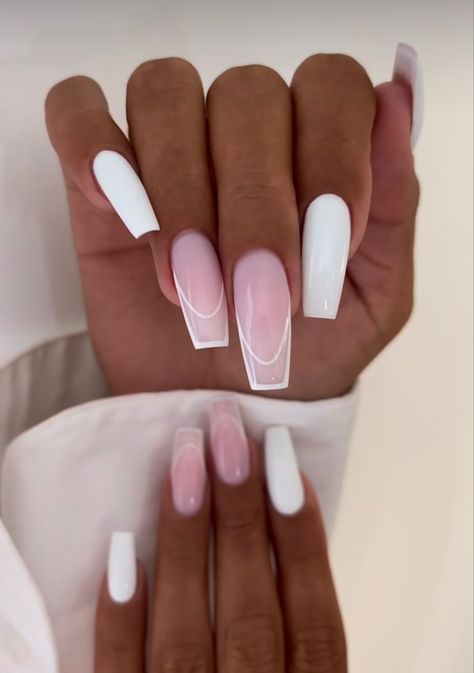 Nails 2023 Trends Ballerina, Balerina Nokti French, French Nails Ballerina, White Nails French, Nails Inspiration Ballerina, Nails 2023 Trends, Ballerina Nails Designs, Long Red Nails, Halloweenský Makeup