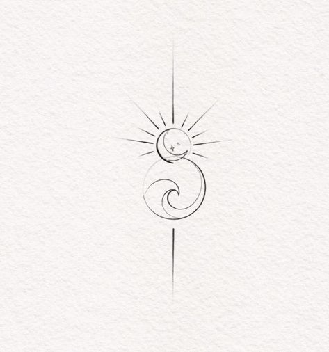 Sun Moon Wave Tattoo, Wind Tattoo Ideas, Wind Tattoos, Girly Vanity, Serenity Tattoo, Harmony Tattoo, Minimalistic Tattoo Ideas, Wind Tattoo, Minimalistic Tattoo