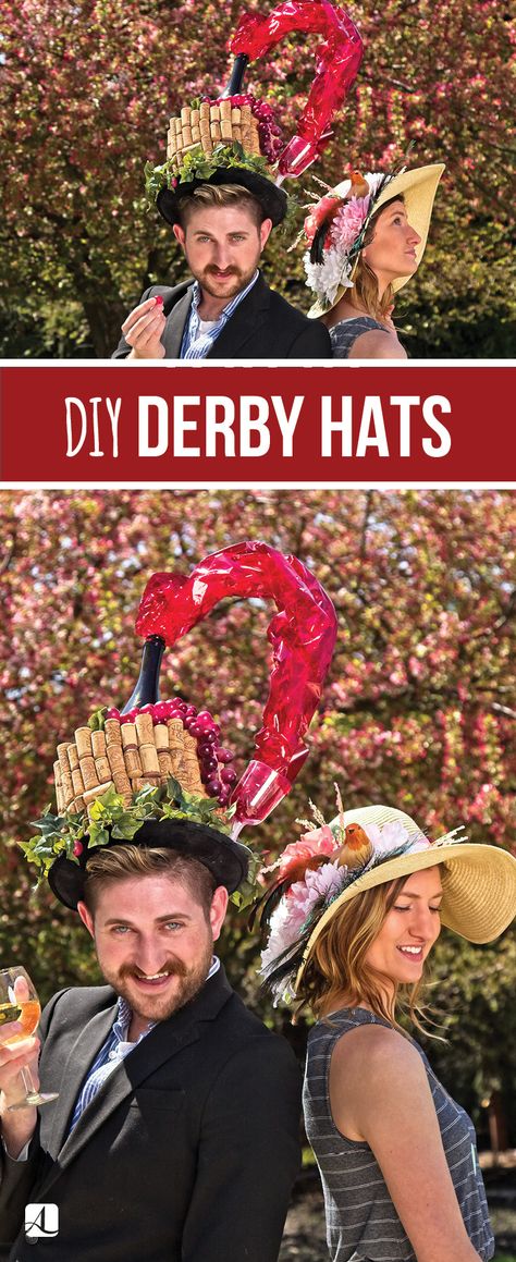 DIY Kentucky Derby Makeovers | Show Up In Style #kentuckyderby #diyhat #diycrafts Funny Derby Hats Diy Ideas, Kentucky Derby Party Hats Diy, Diy Derby Hats For Women, Kentucky Derby Hats Diy Ideas Fun, Diy Kentucky Derby Hat Ideas, Kentucky Derby Hats Diy Funny, Kentucky Derby Hat Ideas, Mens Kentucky Derby Hats, Diy Derby Hat Ideas