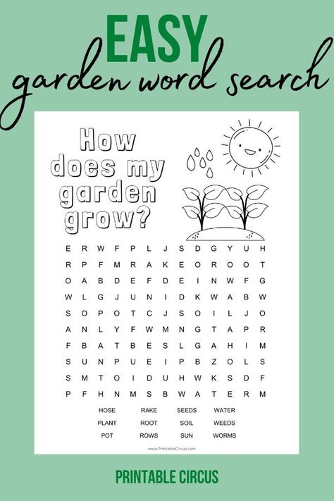 Grab this FREE printable EASY gardening word search puzzle that you can download and print off to play and enjoy right away. Fun coloring page printable PDF word search puzzle for kids. Gardening Kids Activities, Solar System Worksheets, Easy Word Search, Kids Word Search, Elementary School Library, Easy Gardening, Word Search Printables, Garden Activities, Word Search Games