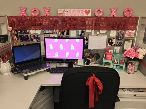 Cubicle Decor | Valentine's Day 2017 Valentine Desk Decor, Valentines Day Cubicle Decorations, Valentines Desk Decorations Offices, Spring Cubicle Decor Ideas, Cubicle Valentines Day Decor, Valentine’s Day Decorations For Office, Valentines Cubicle Decorations, Valentine’s Day Cubicle Decor, Valentine’s Day Desk Decor