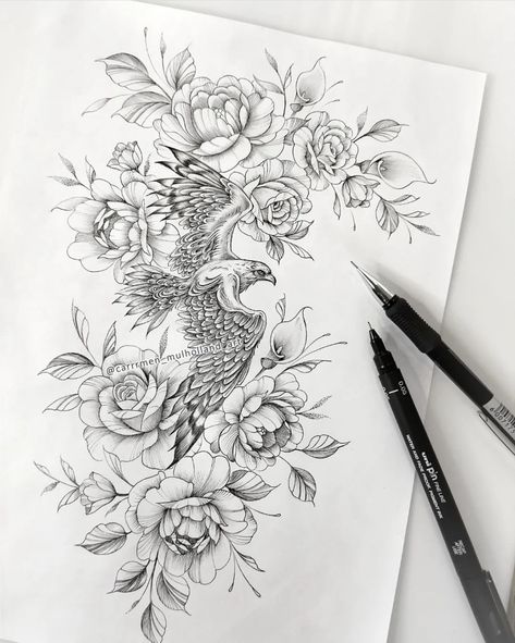 Calla Lilies Tattoo, Lilies Tattoo Design, Lilies Tattoo, Fine Line Illustration, Falcon Tattoo, Corak Batik, Falcon Hawk, Lily Tattoo Design, Clever Tattoos