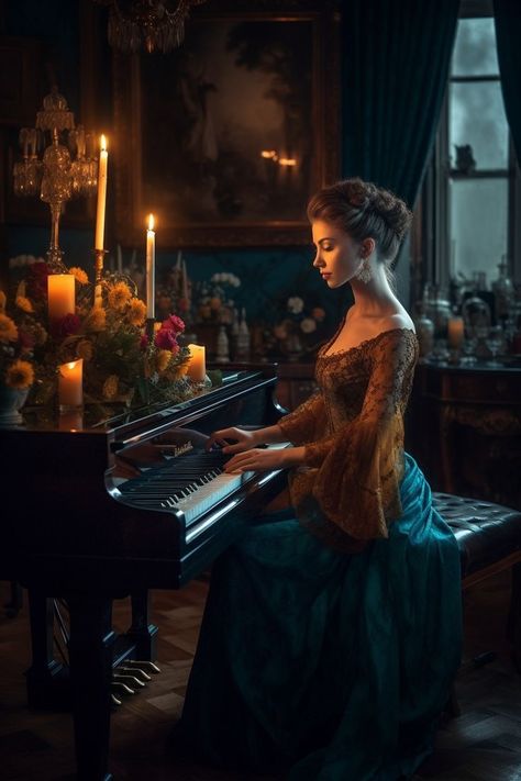 Dark Mansion Aesthetic, Piano Photoshoot, Art Piano, Piano Girl, Mansion Aesthetic, African Natural Hairstyles, Aries Women, Reign Dresses, Musician Art