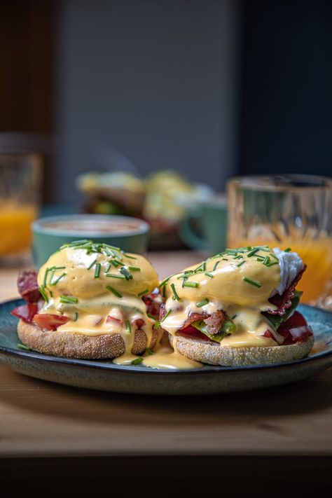 Eggs Benedict Eggs Benedict Bacon, Eggs Benedict Sauce, Professional Food Photography, Eggs Benedict Recipe, Egg Benedict, Brunch Bar, Spring Menu, Sauce Hollandaise, Food Photoshoot