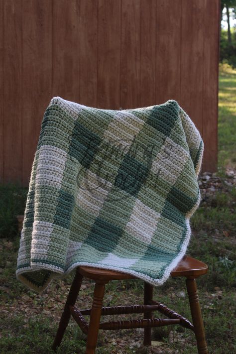 Gingham Crochet Pattern, C2c Gingham Crochet Blanket, Knit Gingham, Gingham Plaid Crochet Blanket, Crochet Gingham, Green Gingham Crochet Blanket, Daisy Cottage, Heavy Blanket, Green Gingham