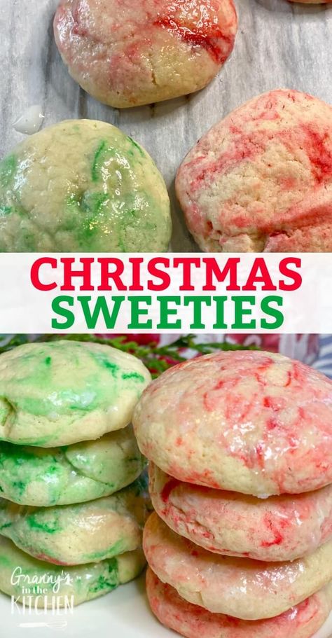 Christmas Sweeties Cookie Recipe Sweeties Cookies Recipes, Christmas Kitchen Sink Cookies, Sweeties Cookies, Christmas Smorgasbord, Santa Cookie Recipe, Xmas Cookies Recipes, Crescent Roll Breakfast Recipes, Christmas Cookie Recipes Holiday, Cookie Cake Pie