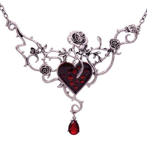 Amazon.com: Halloween Fashion Blood Heart Rose Skull Collar Necklace Punk Gothic Jewelry Women Necklace (RED HEART): Arts, Crafts & Sewing Skull Collar, Halloween Costume Jewelry, Red Heart Necklace, Walmart Jewelry, Halloween Necklace, Christmas Retro, Rose Heart, Steampunk Necklace, Heart Crystal