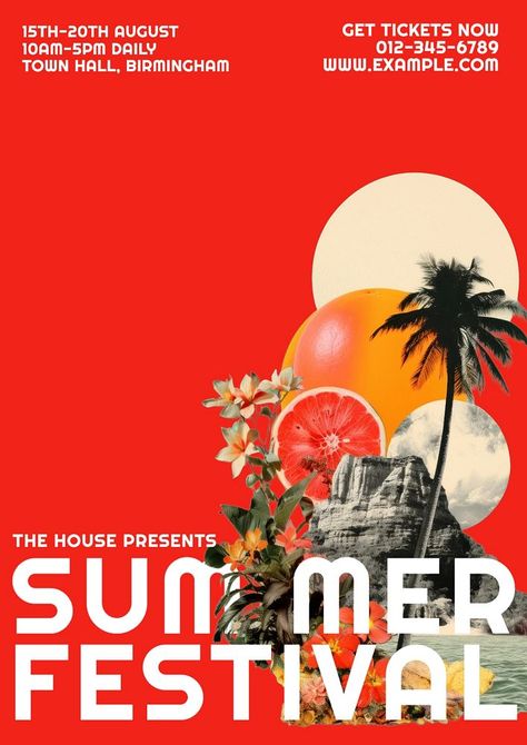 Summer festival poster template | premium image by rawpixel.com / Benjamas Beach Festival Poster Design, Graphic Design Posters Event, Summer Festival Poster Design, Sunset Poster Design, Summer Event Poster, Summer Design Poster, Summer Poster Ideas, Advertisement Poster Ideas, Event Design Poster